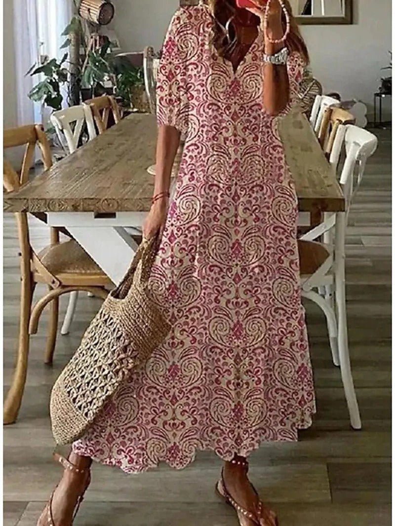 Women's Boho Maxi Dress – Figure Flattering Flowy Day Dress