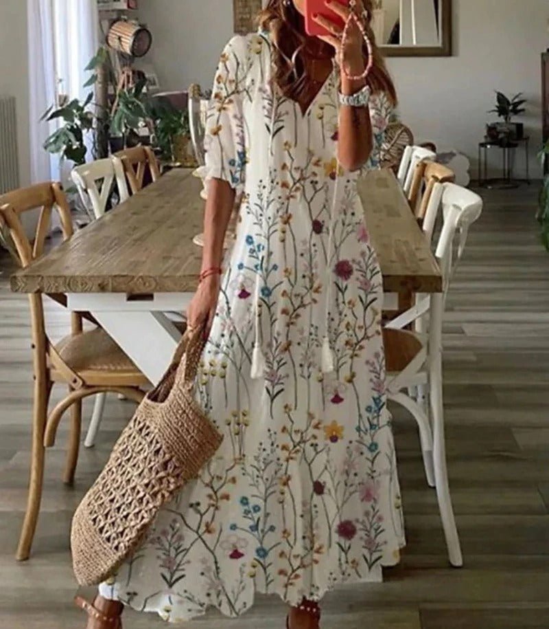 Women's Boho Maxi Dress – Figure Flattering Flowy Day Dress