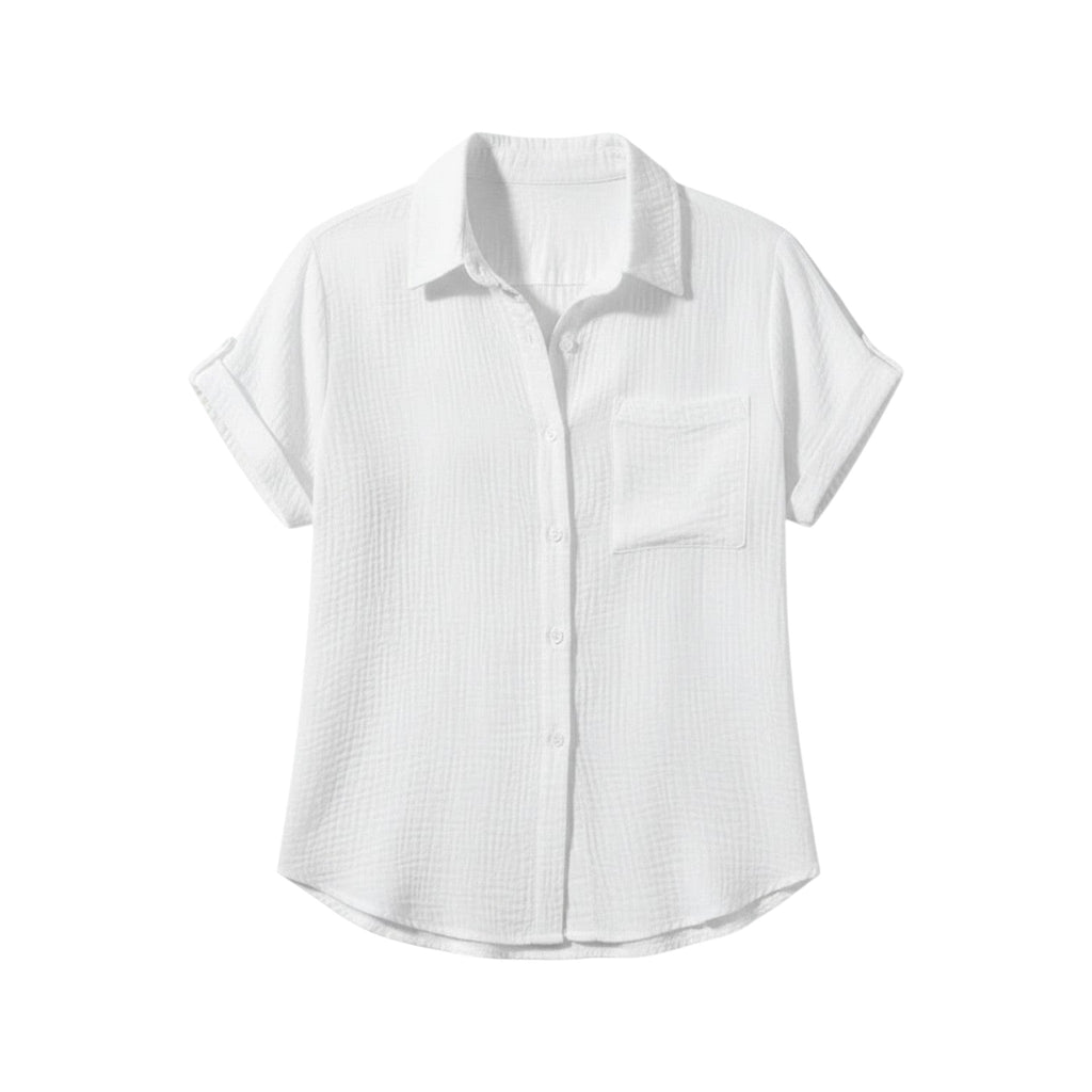 Women's Short Sleeve Button Blouse – Lightweight Summer Casual Top