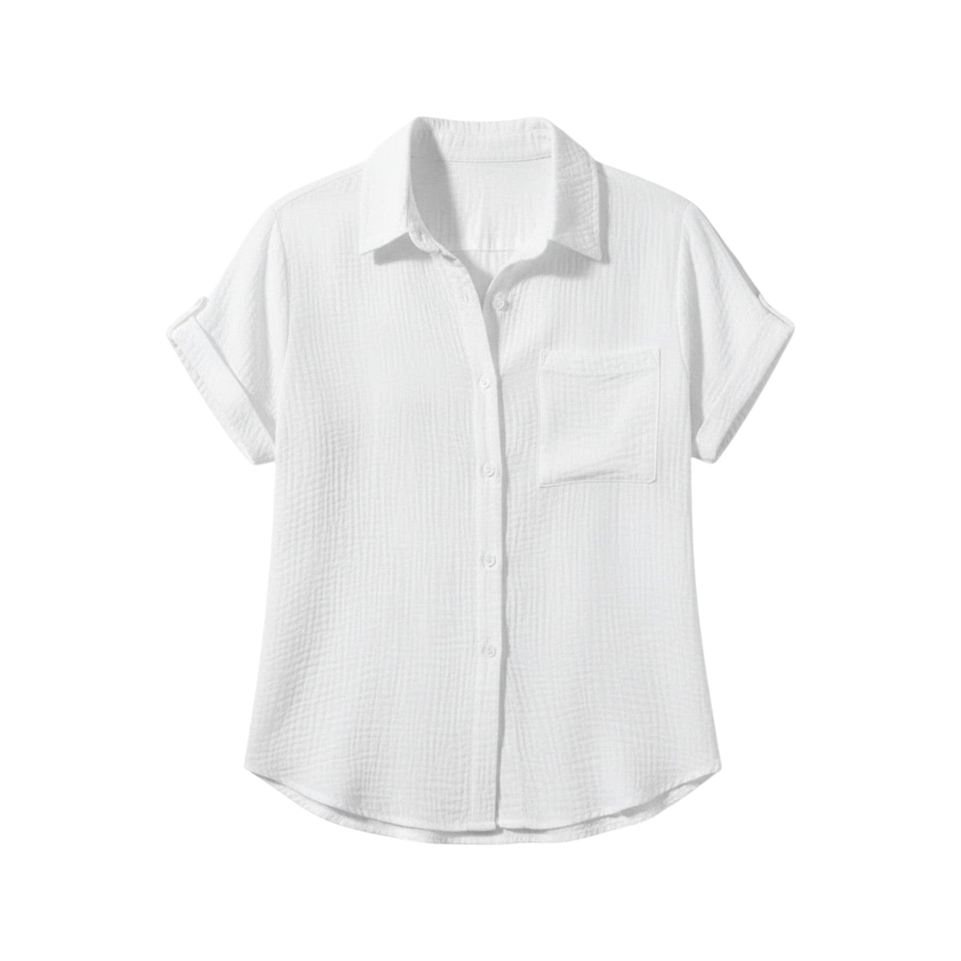 Women's Short Sleeve Button Blouse – Lightweight Summer Casual Top