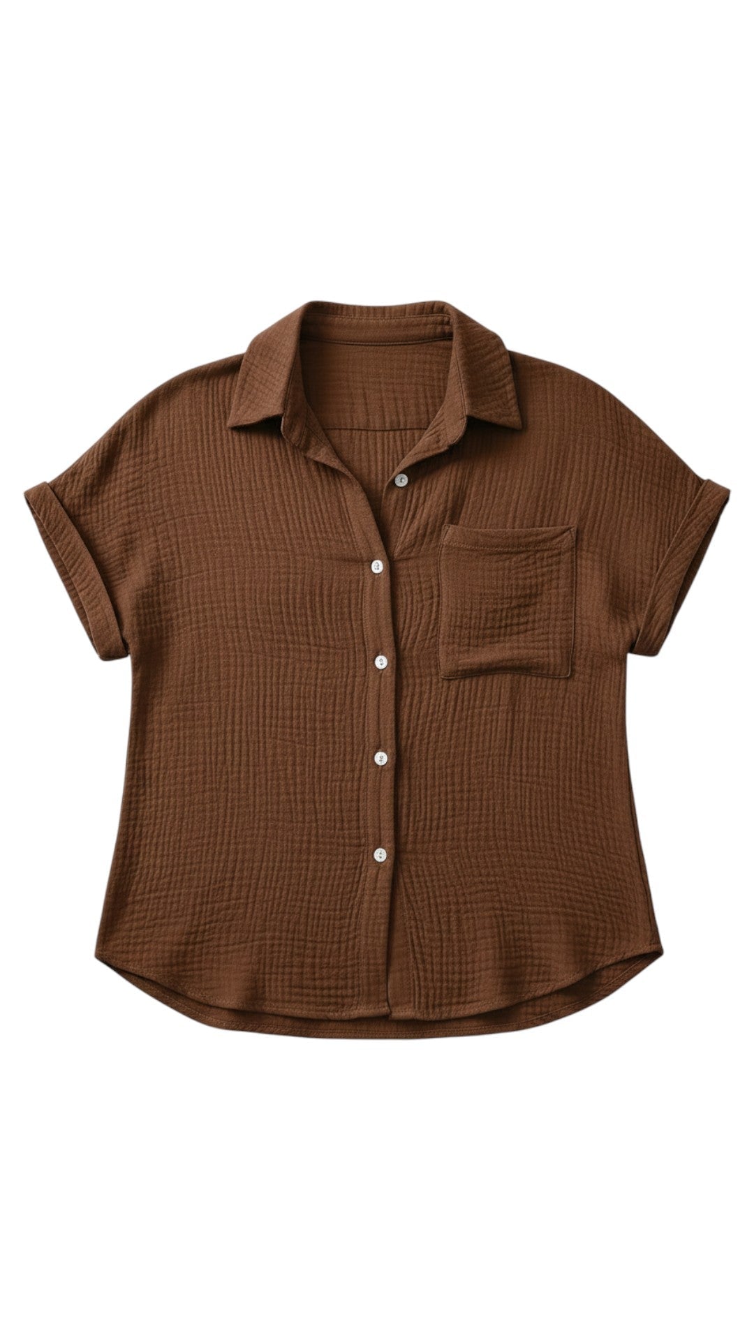 Women's Short Sleeve Button Blouse – Lightweight Summer Casual Top