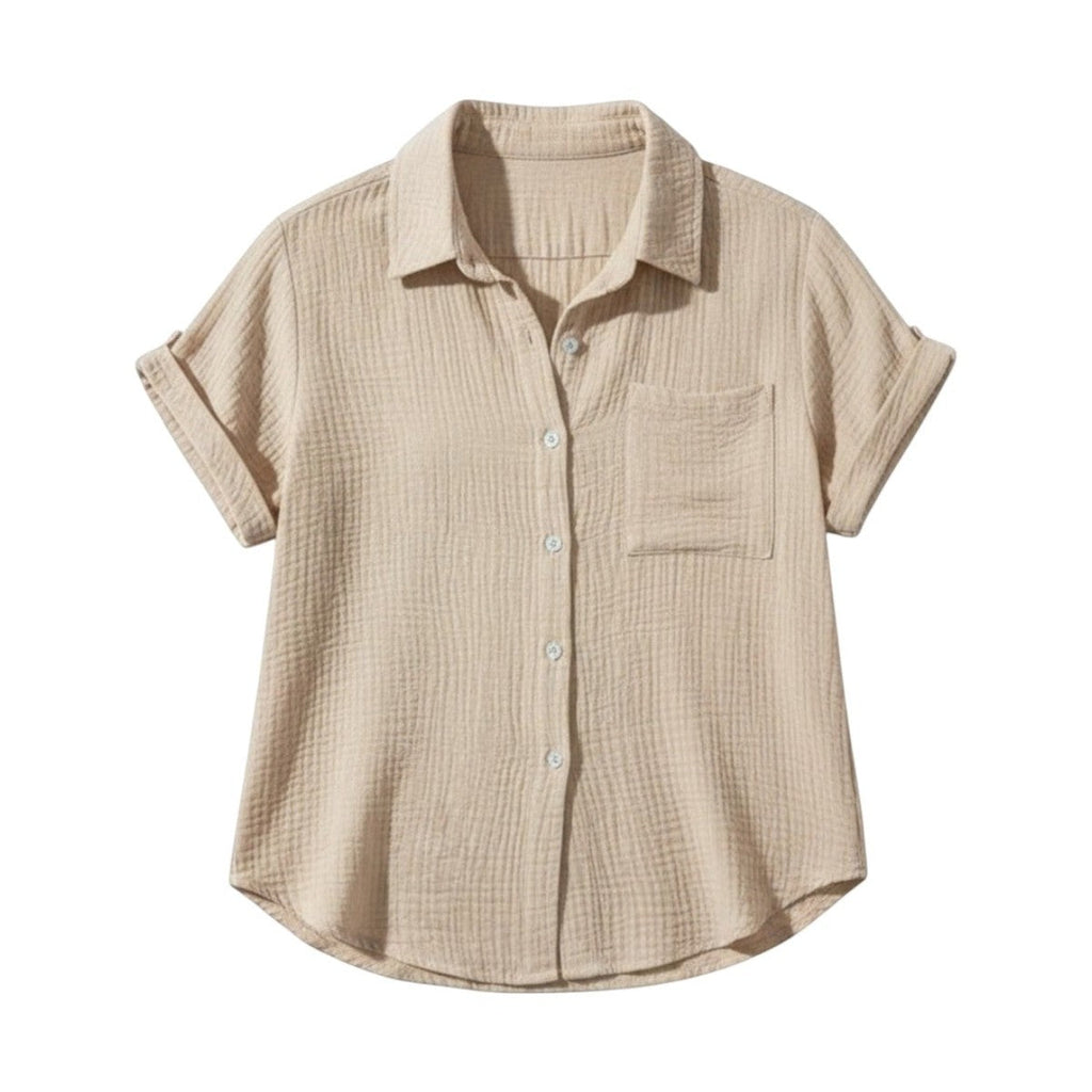 Women's Short Sleeve Button Blouse – Lightweight Summer Casual Top