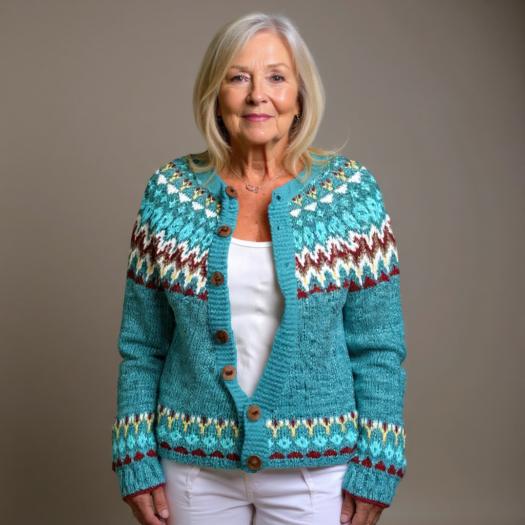 Women’s Vintage Icelandic Cardigan - Geometric and Warm