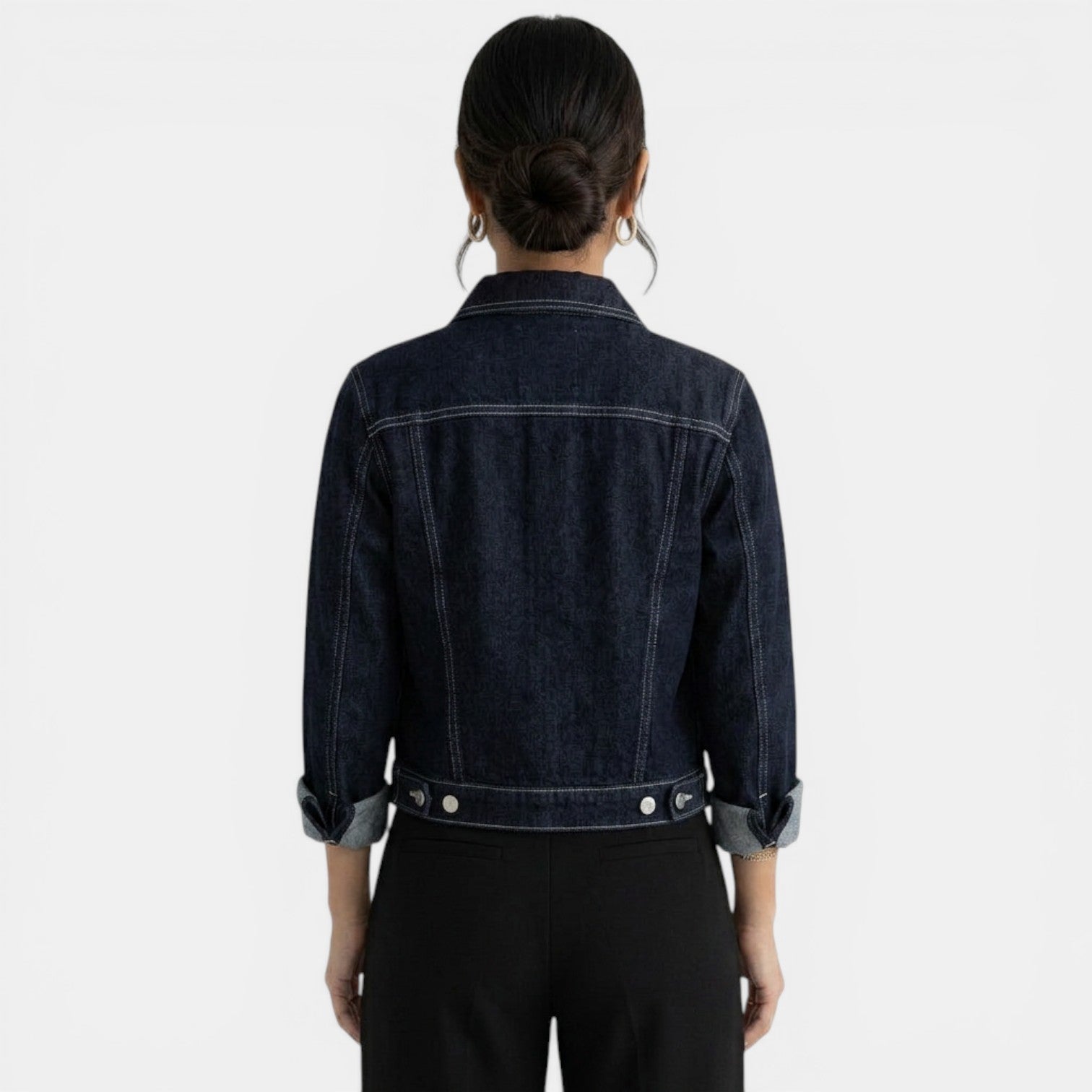 Women's Cropped Blue Denim Jacket - Casual Short Layering Piece