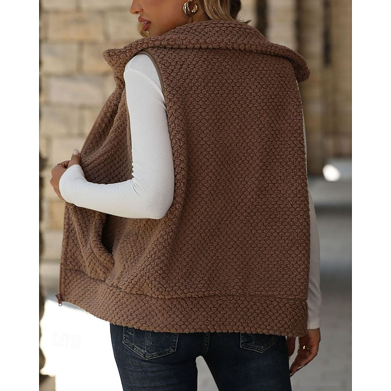 Textured Zip-Up Gilet - Cozy and Soft
