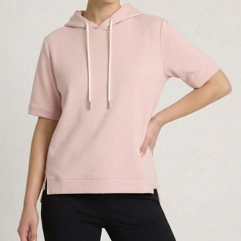 Women's Short Sleeve Hoodie Top – Lightweight Relaxed Everyday Style