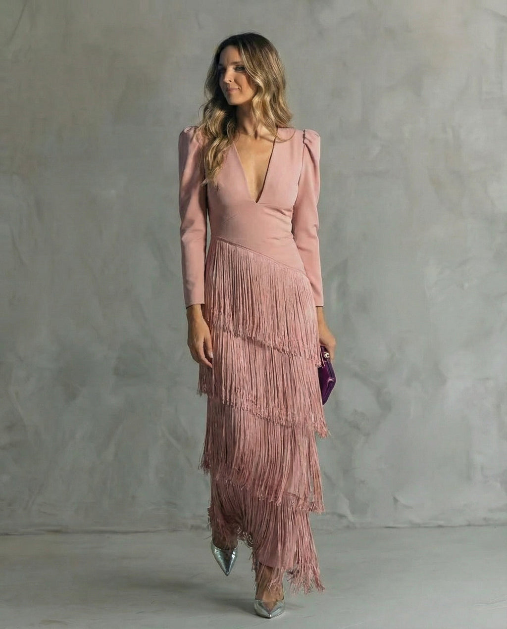 Women's Fringe Sleeve Midi Dress – Elegant Occasion Day Dress