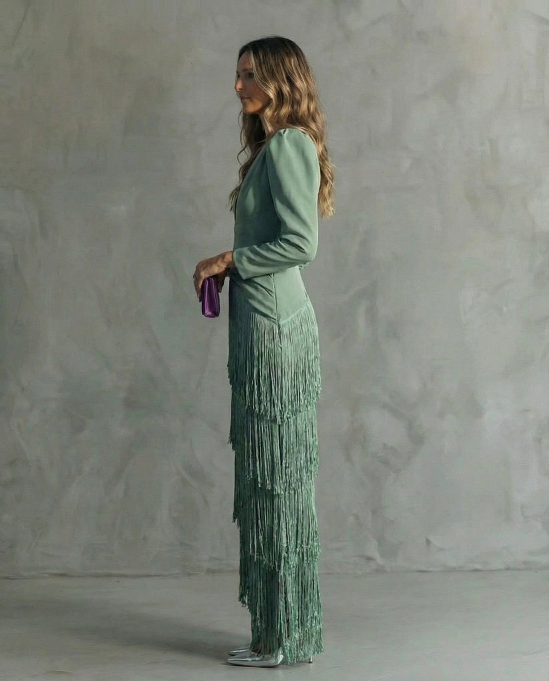 Women's Fringe Sleeve Dress - Elegant Occasion Party Dress