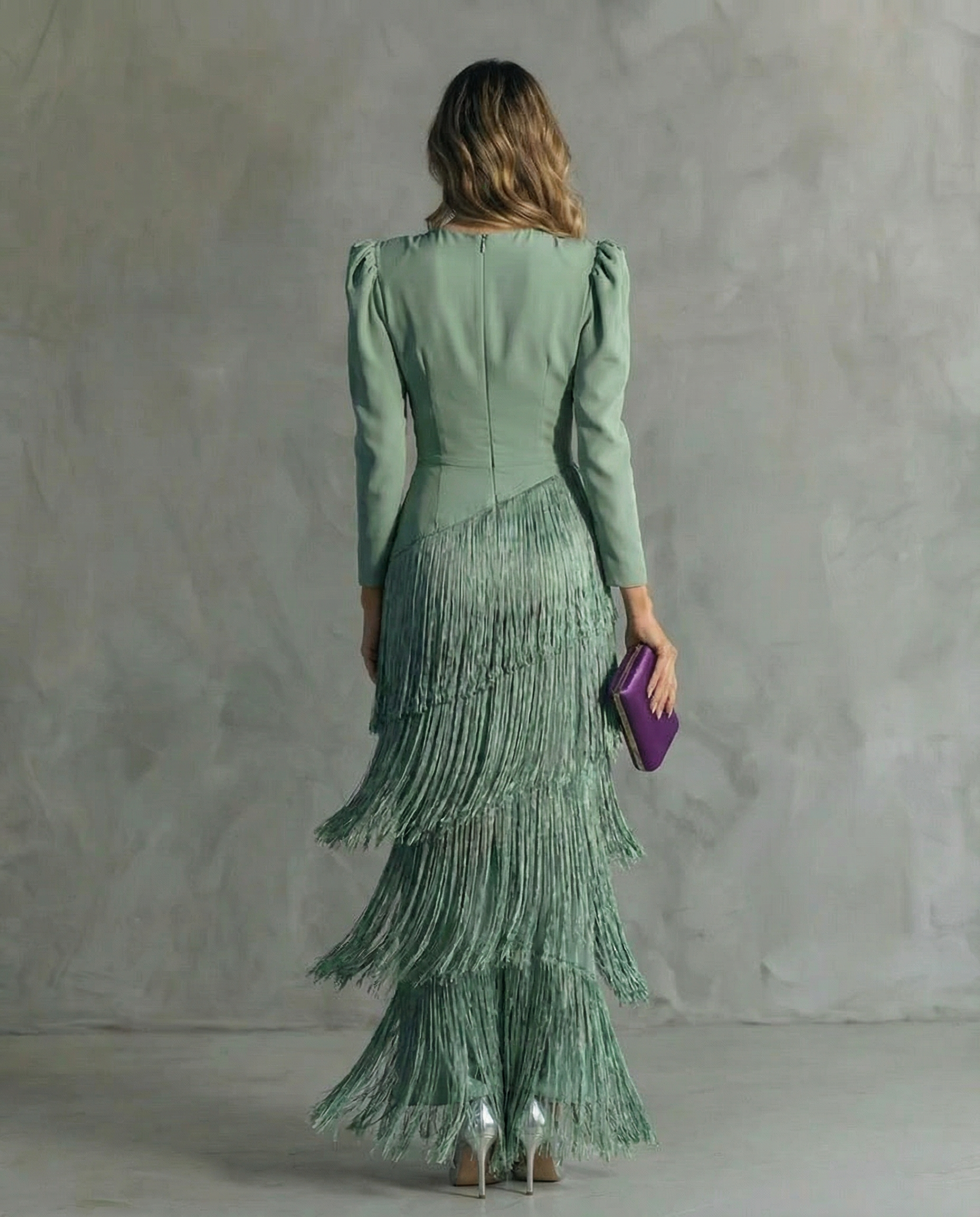 Women's Fringe Sleeve Midi Dress – Elegant Occasion Day Dress