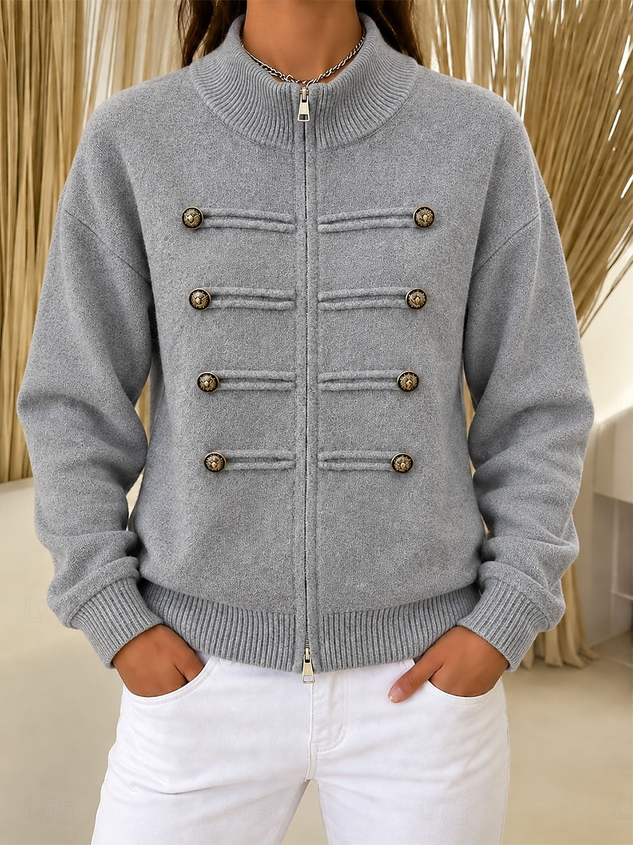 Officer-Style Knit Cardigan - Chic and Soft