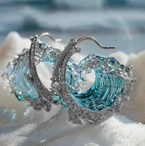 Women's Ocean Oath Earrings - Elegant Gold and Silver Jewelry