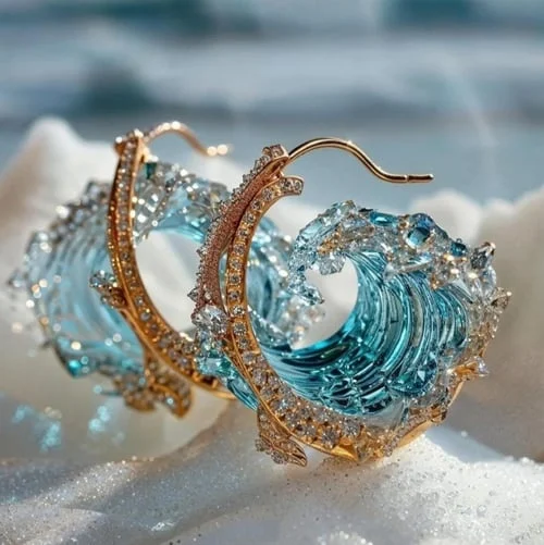 Women's Ocean Oath Earrings - Elegant Gold and Silver Jewelry