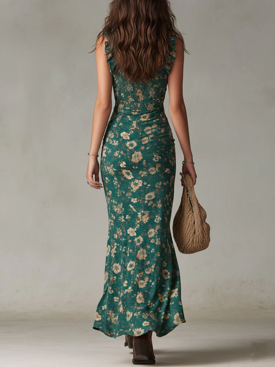 Women's Boho Retro Maxi Dress – Flowy Casual Vacation Dress
