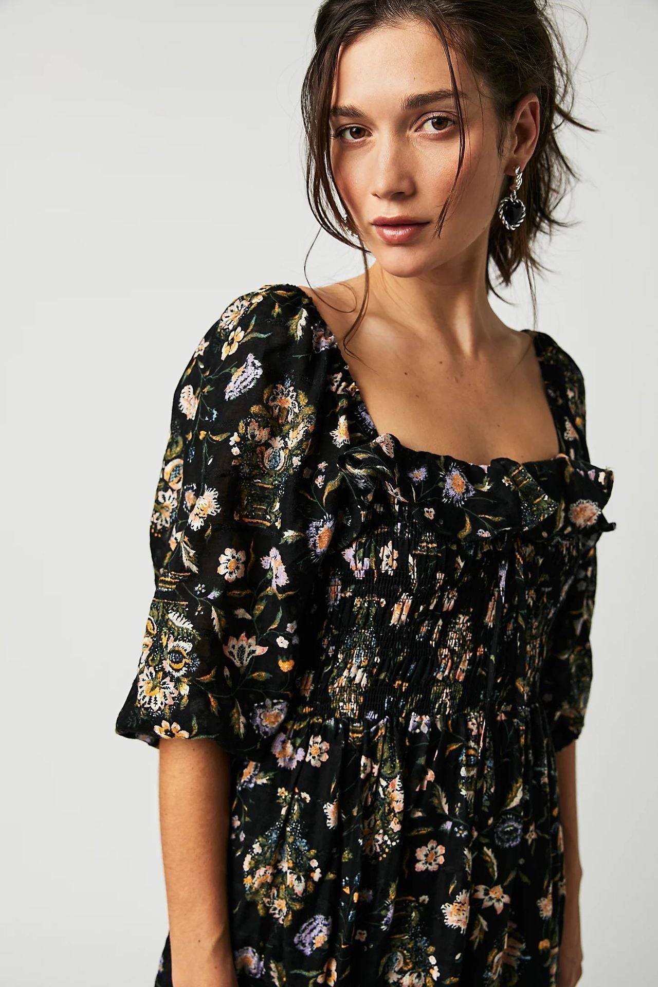 Women's Floral Cotton Midi Dress – Romantic Boho Summer Dress