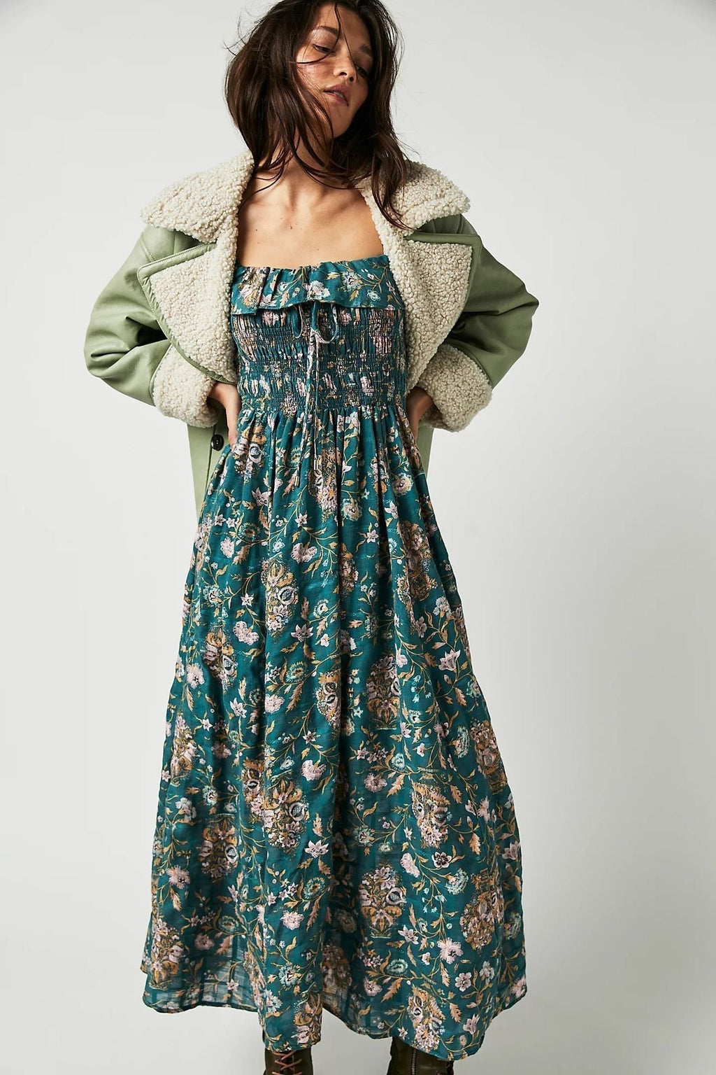 Women's Floral Cotton Midi Dress – Romantic Boho Summer Dress