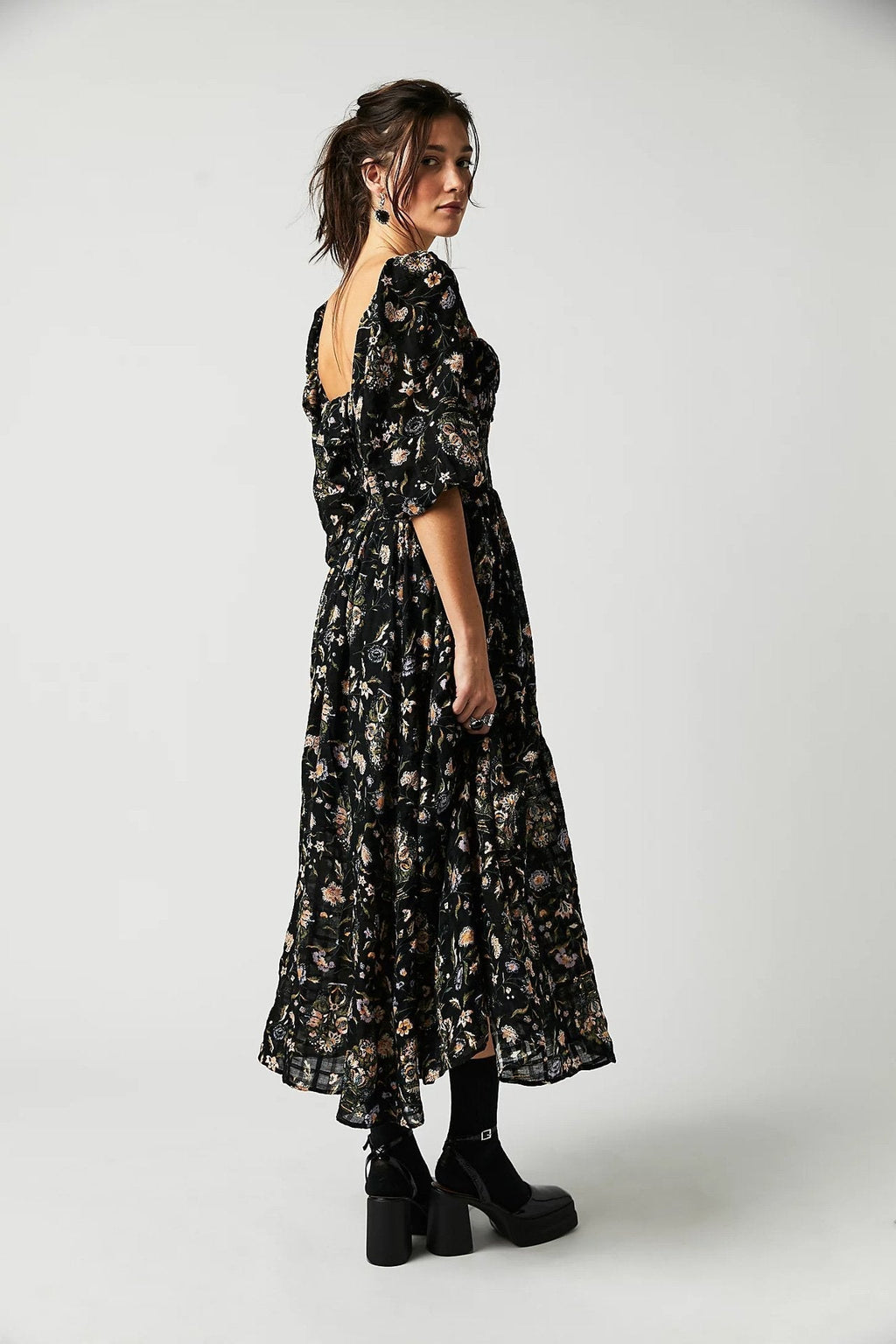 Women's Floral Cotton Midi Dress – Romantic Boho Summer Dress
