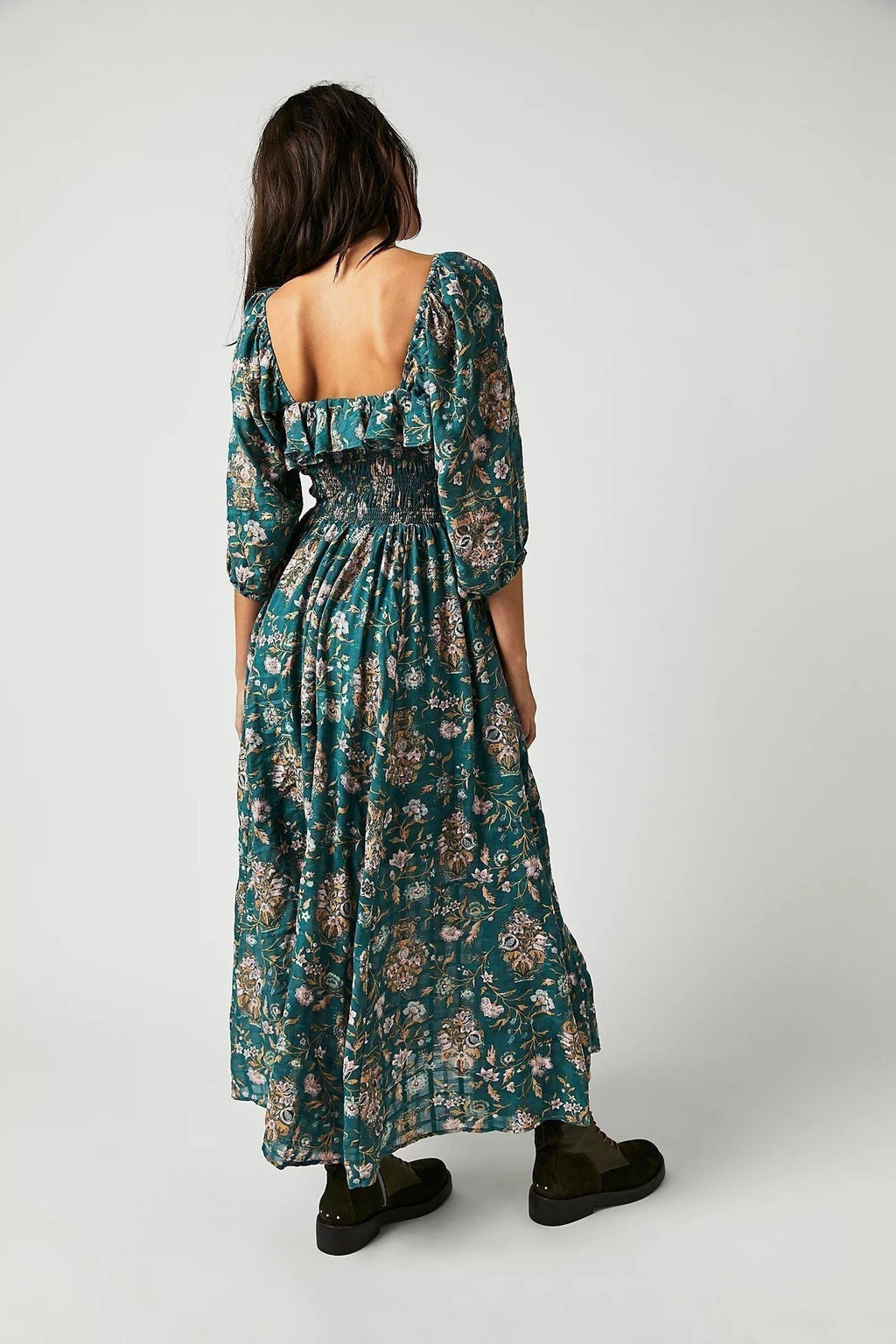 Women's Floral Cotton Midi Dress – Romantic Boho Summer Dress