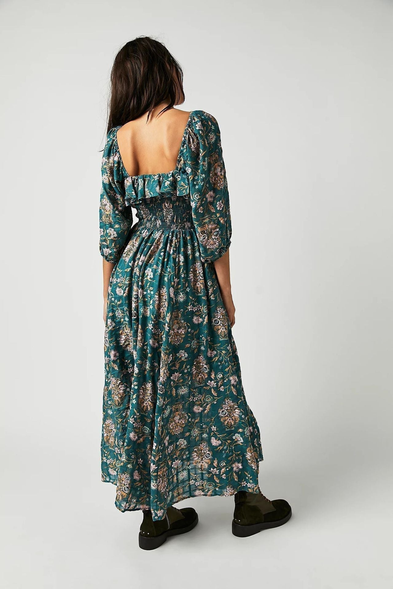 Women's Floral Cotton Midi Dress – Romantic Boho Summer Dress