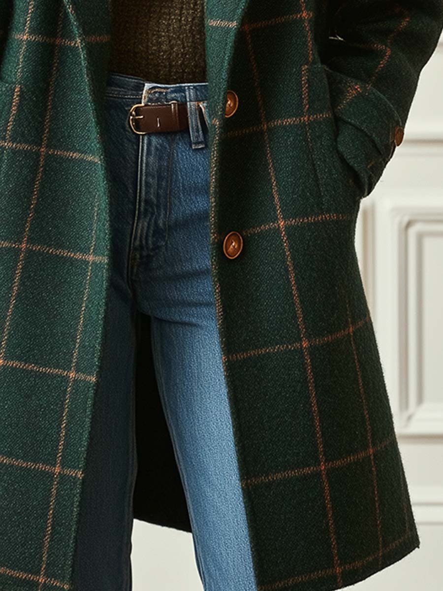 Retro Tweed Lapel Jacket - Classic and Chic