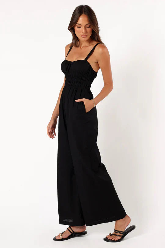 Laura Women’s Sleeveless Wide-Leg Jumpsuit – Elegant Flowy Casual Party Style