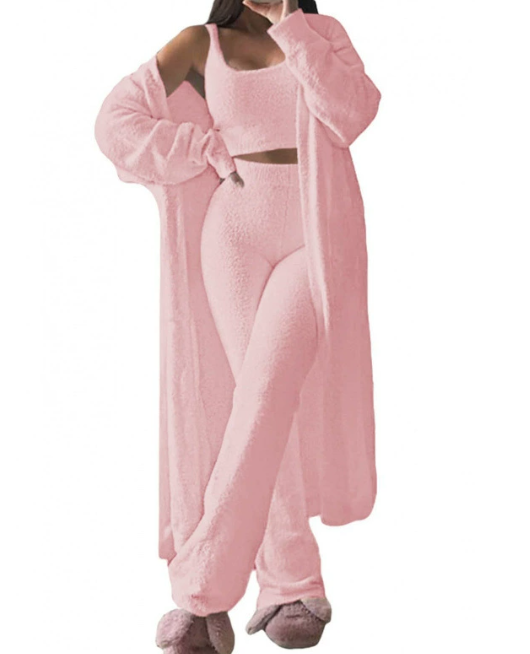Women’s 3-Piece Winter Pajama Set – Cozy Warm Loungewear