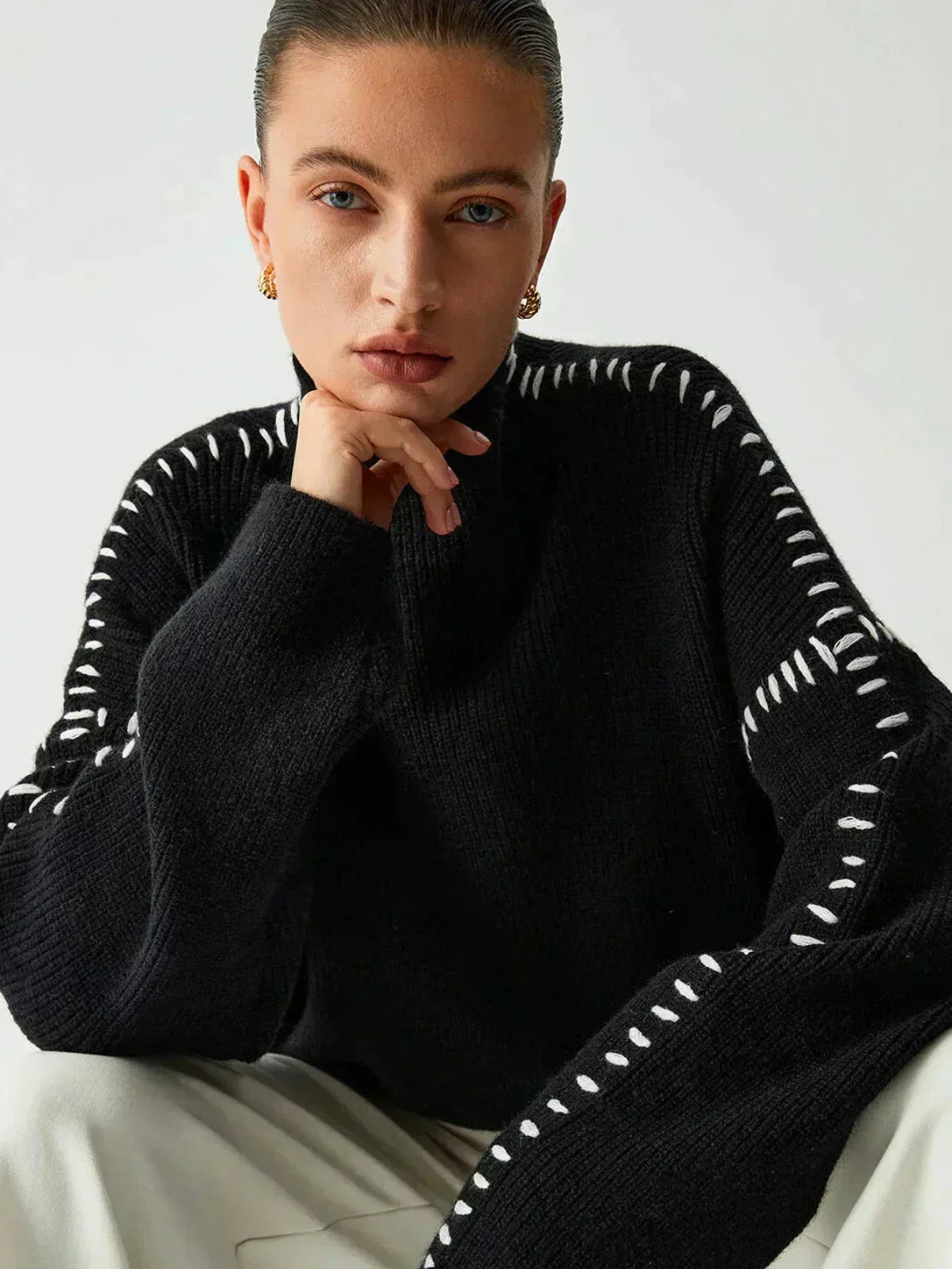 Cropped Ribbed Mock Neck Sweater - Modern and Soft