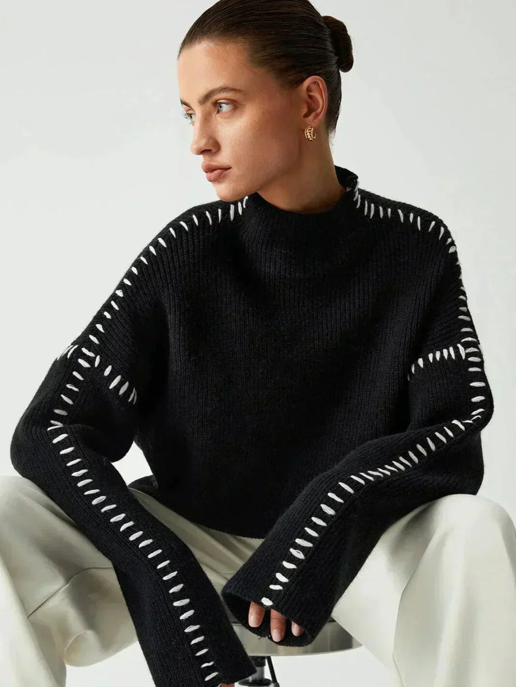 Cropped Ribbed Mock Neck Sweater - Modern and Soft