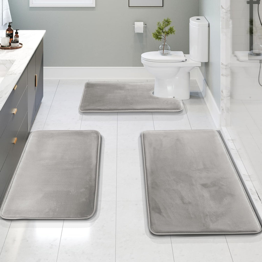 Premium Memory Foam Bath Mat Set (3-piece) for Ultimate Comfort