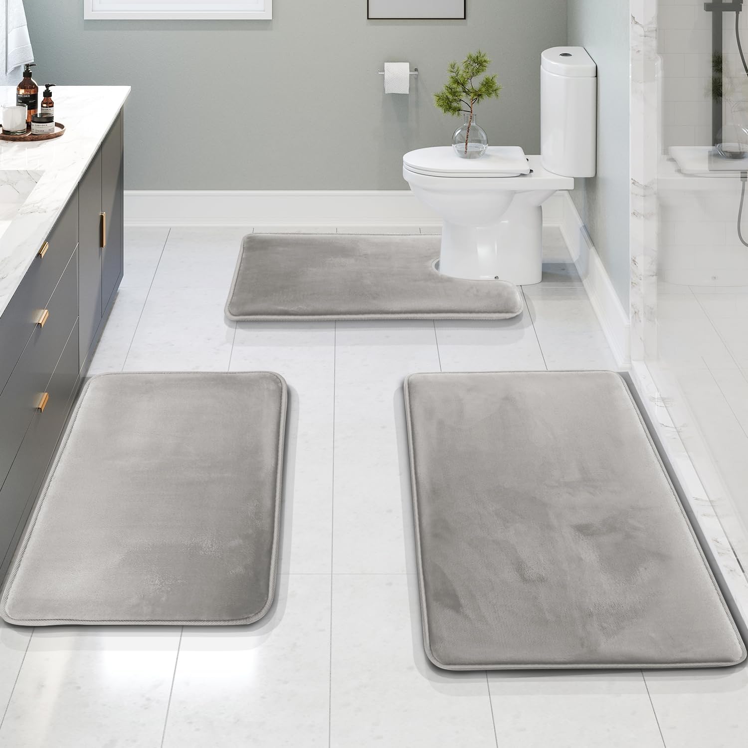 Premium Memory Foam Bath Mat Set (3-piece) for Ultimate Comfort