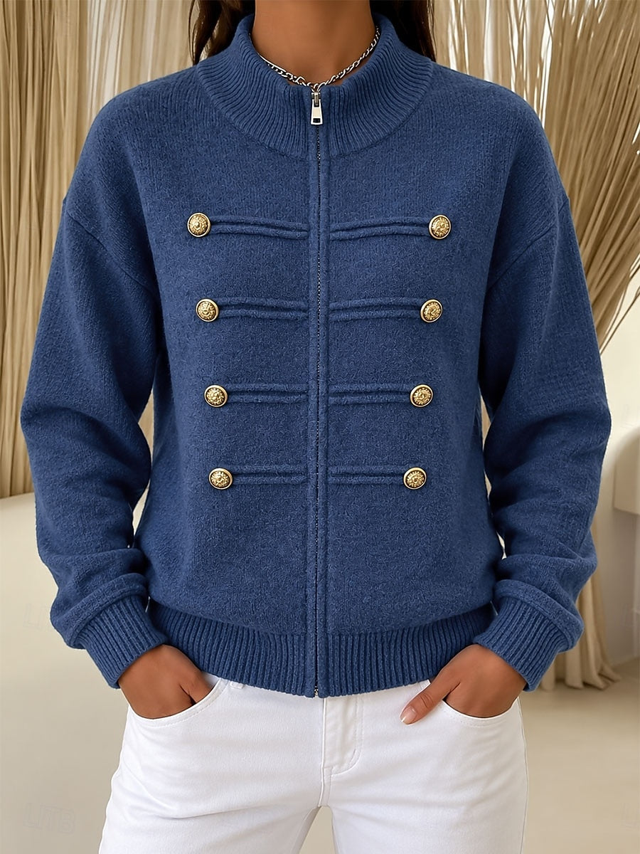 Officer-Style Knit Cardigan - Chic and Soft