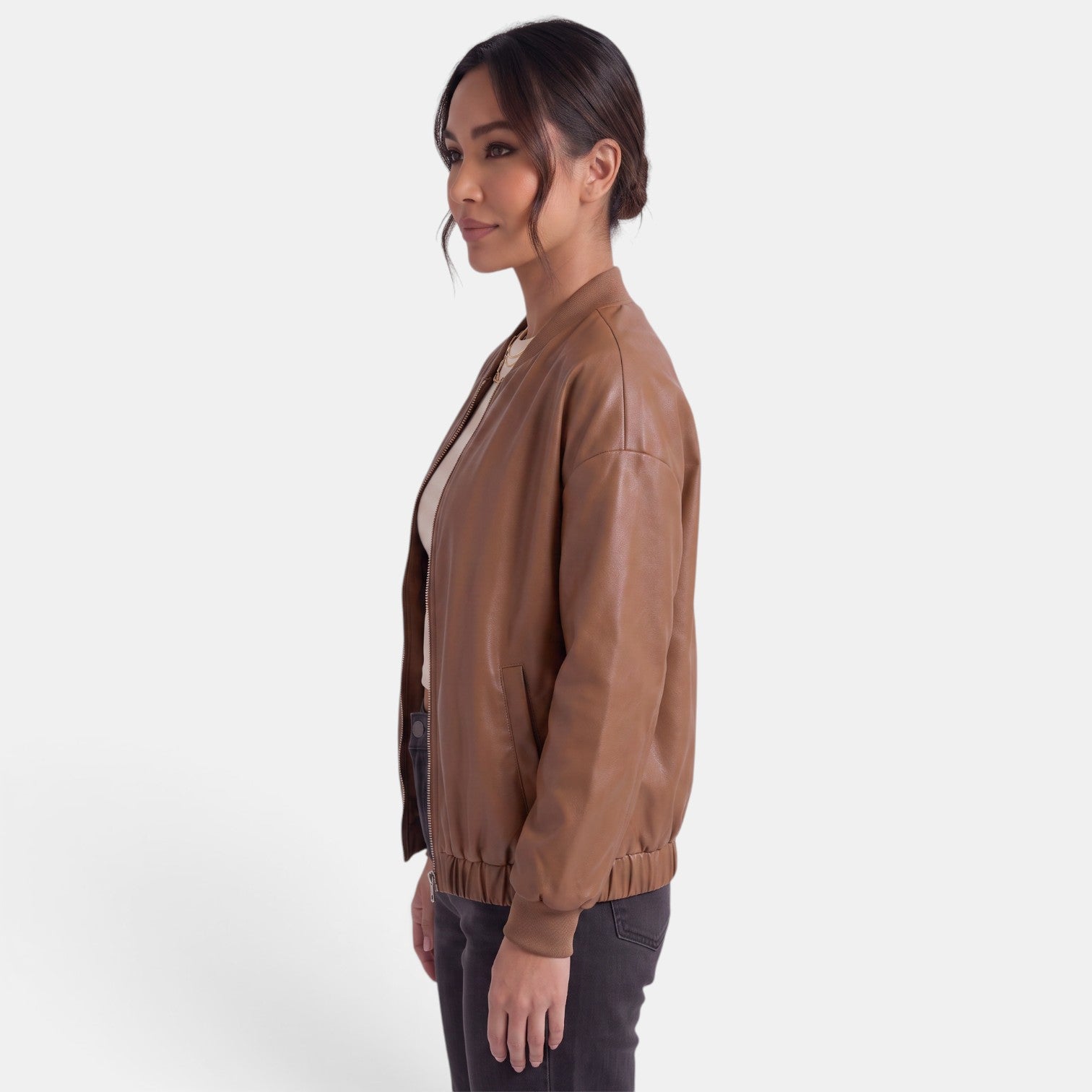 Women's Faux Leather Biker Jacket - Edgy Chic Modern Layer