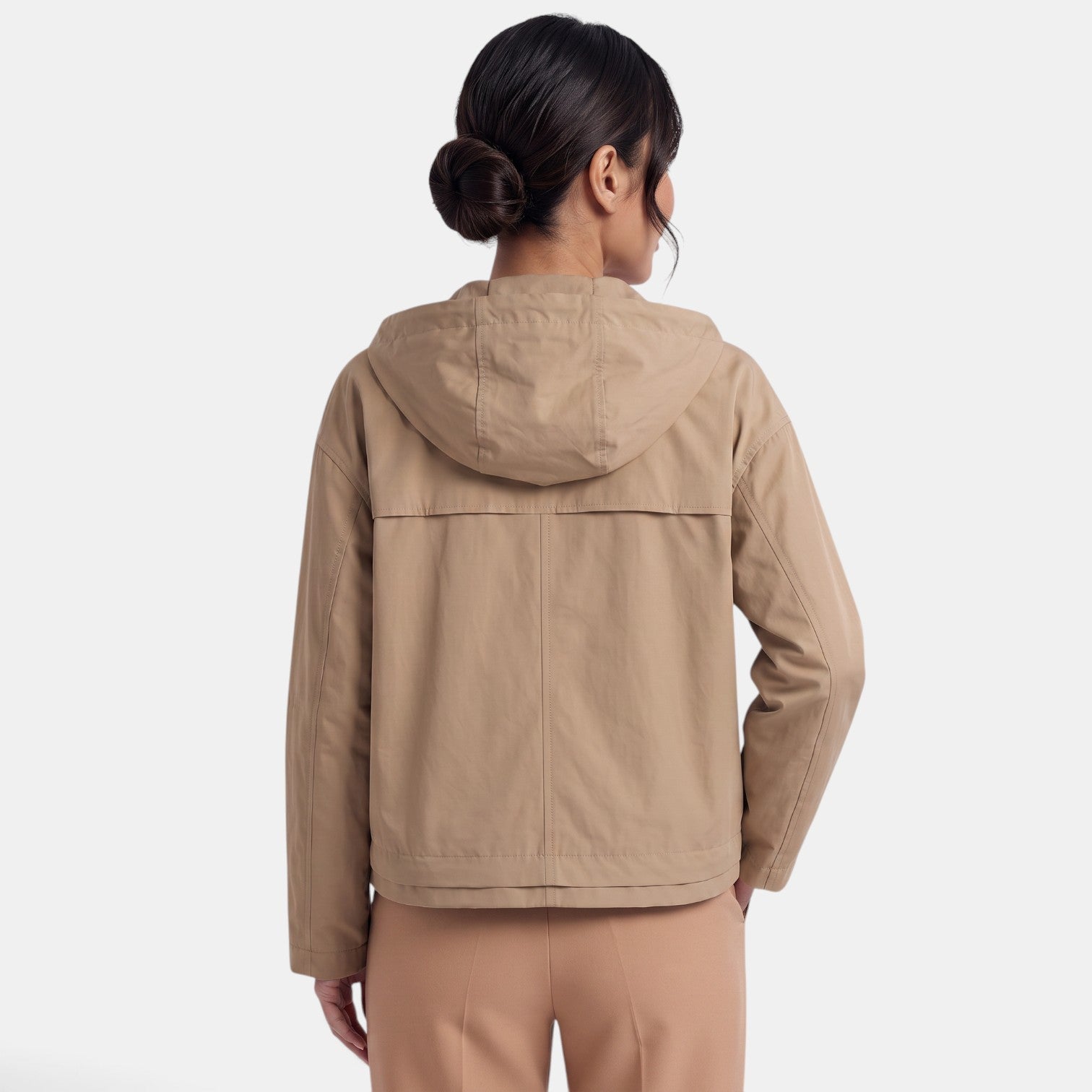 Women's Hooded Short Trench Jacket - Lightweight Practical Transitional Layer