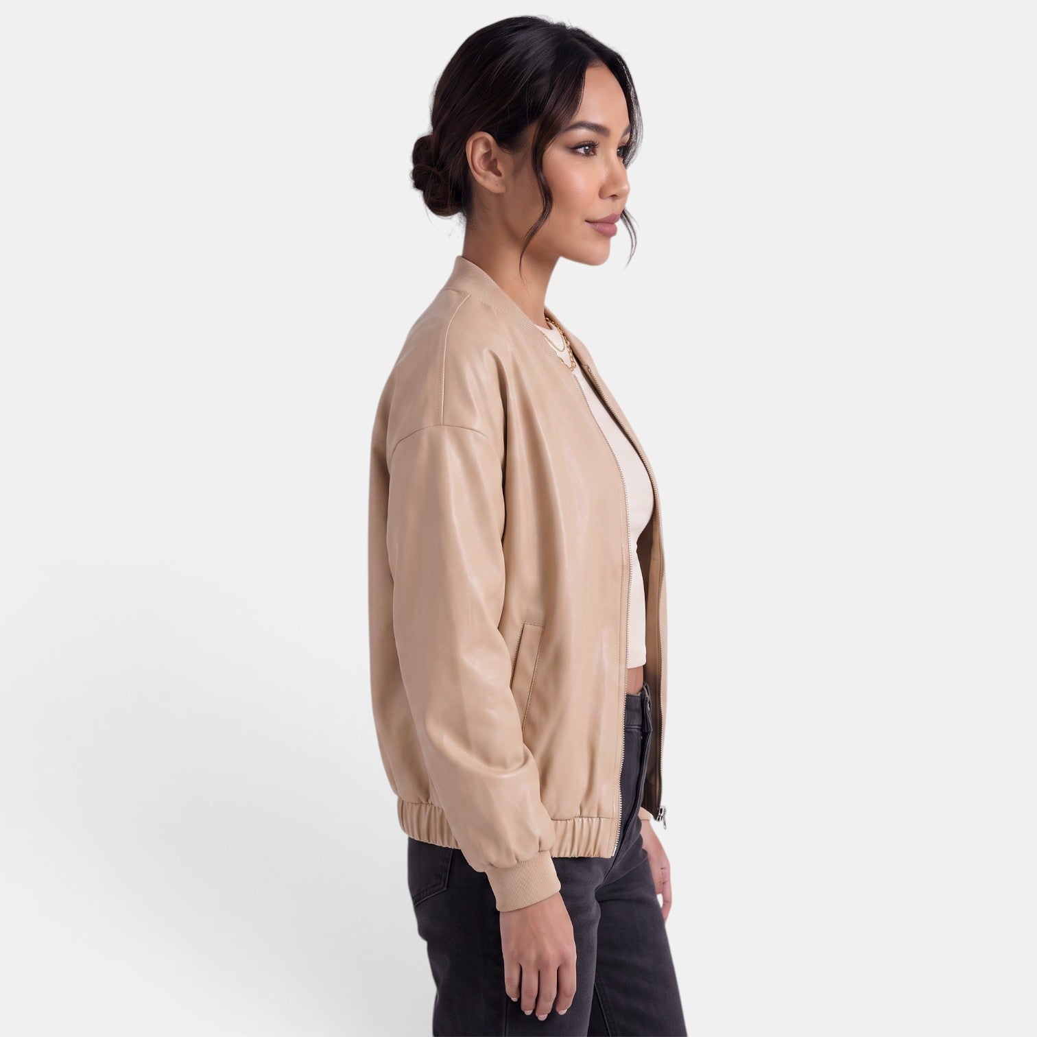Women's Faux Leather Biker Jacket - Edgy Chic Modern Layer