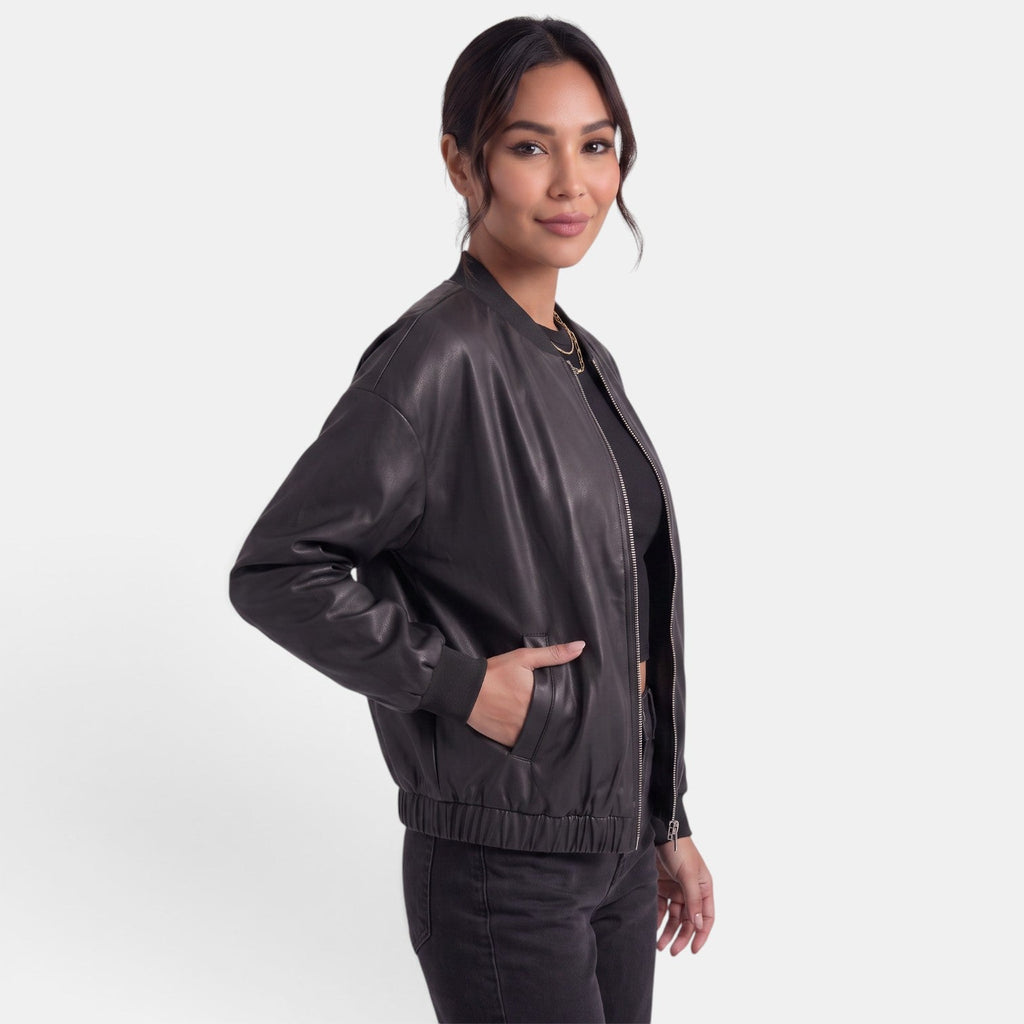 Women's Faux Leather Biker Jacket - Edgy Chic Modern Layer
