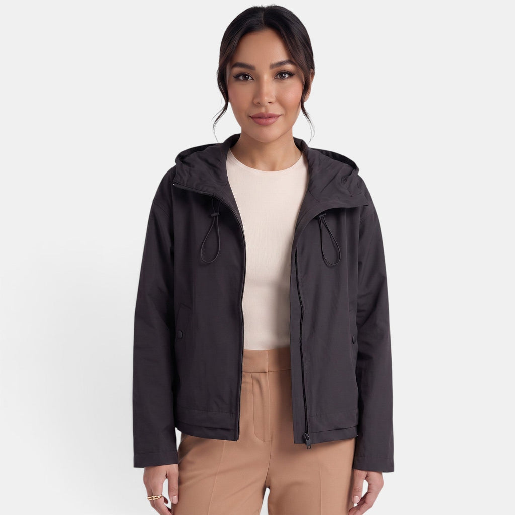 Women's Hooded Short Trench Jacket - Lightweight Practical Transitional Layer