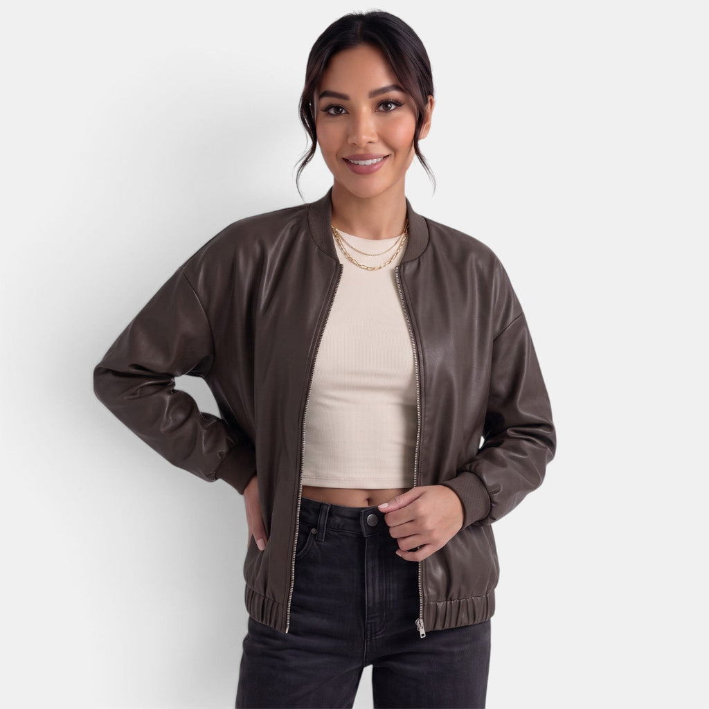 Women's Faux Leather Biker Jacket - Edgy Chic Modern Layer