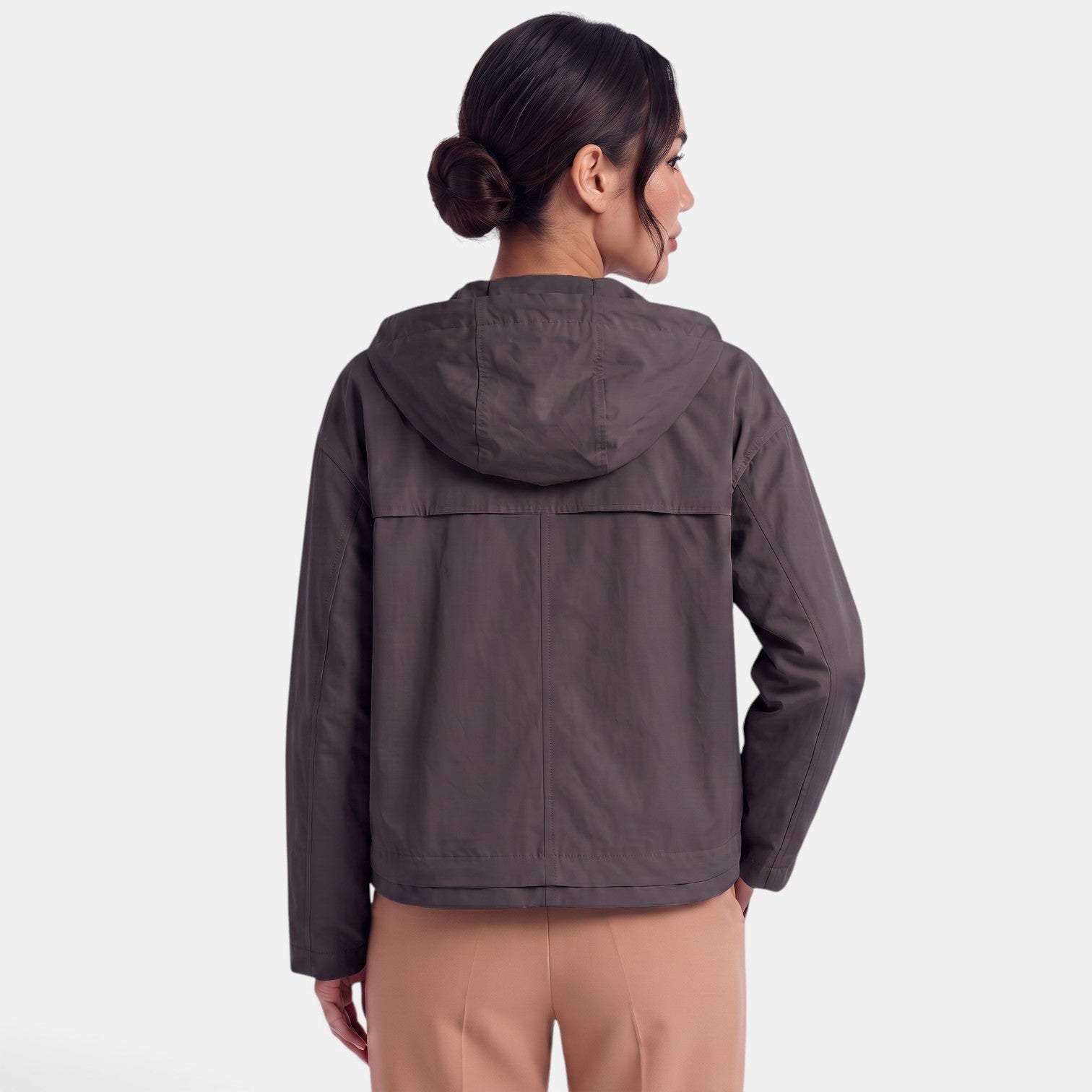 Women's Hooded Short Trench Jacket - Lightweight Practical Transitional Layer