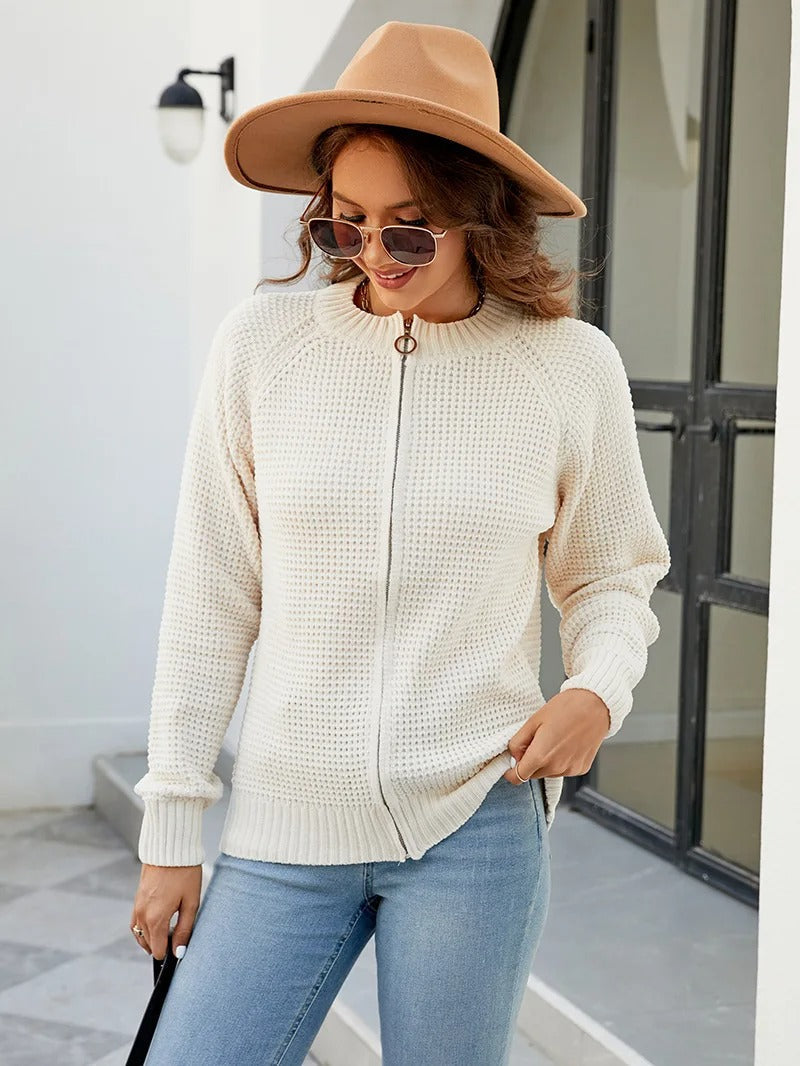 Women's Zip-Up Cardigan - Casual Long Sleeve Everyday Layer