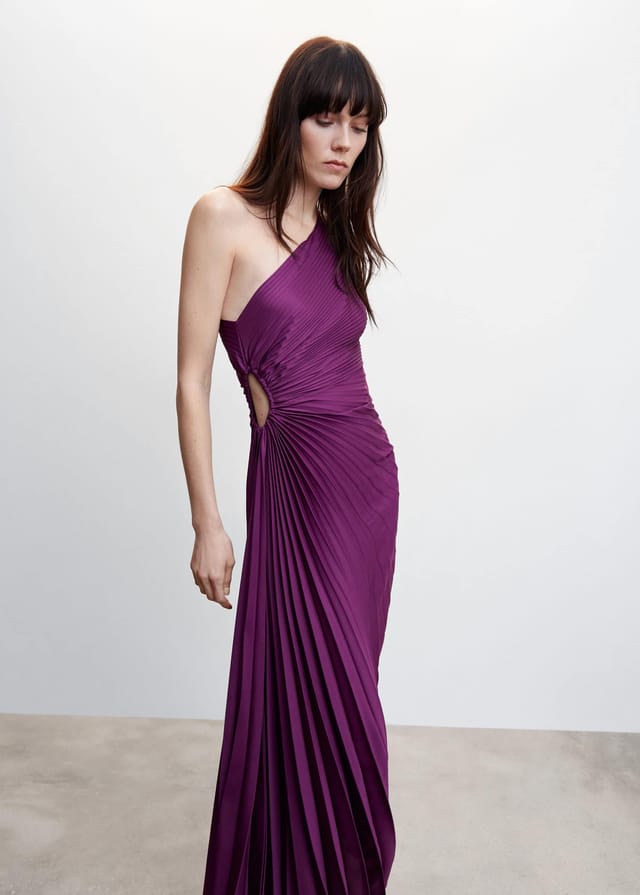 Women's One Shoulder Pleated Maxi Dress - Elegant Occasion Dress