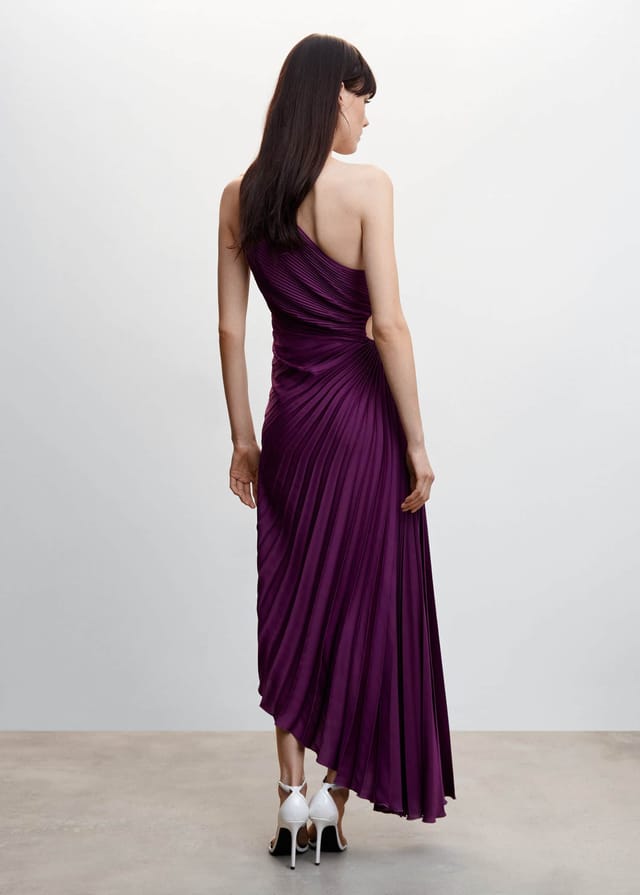Women's One Shoulder Pleated Maxi Dress - Elegant Occasion Dress