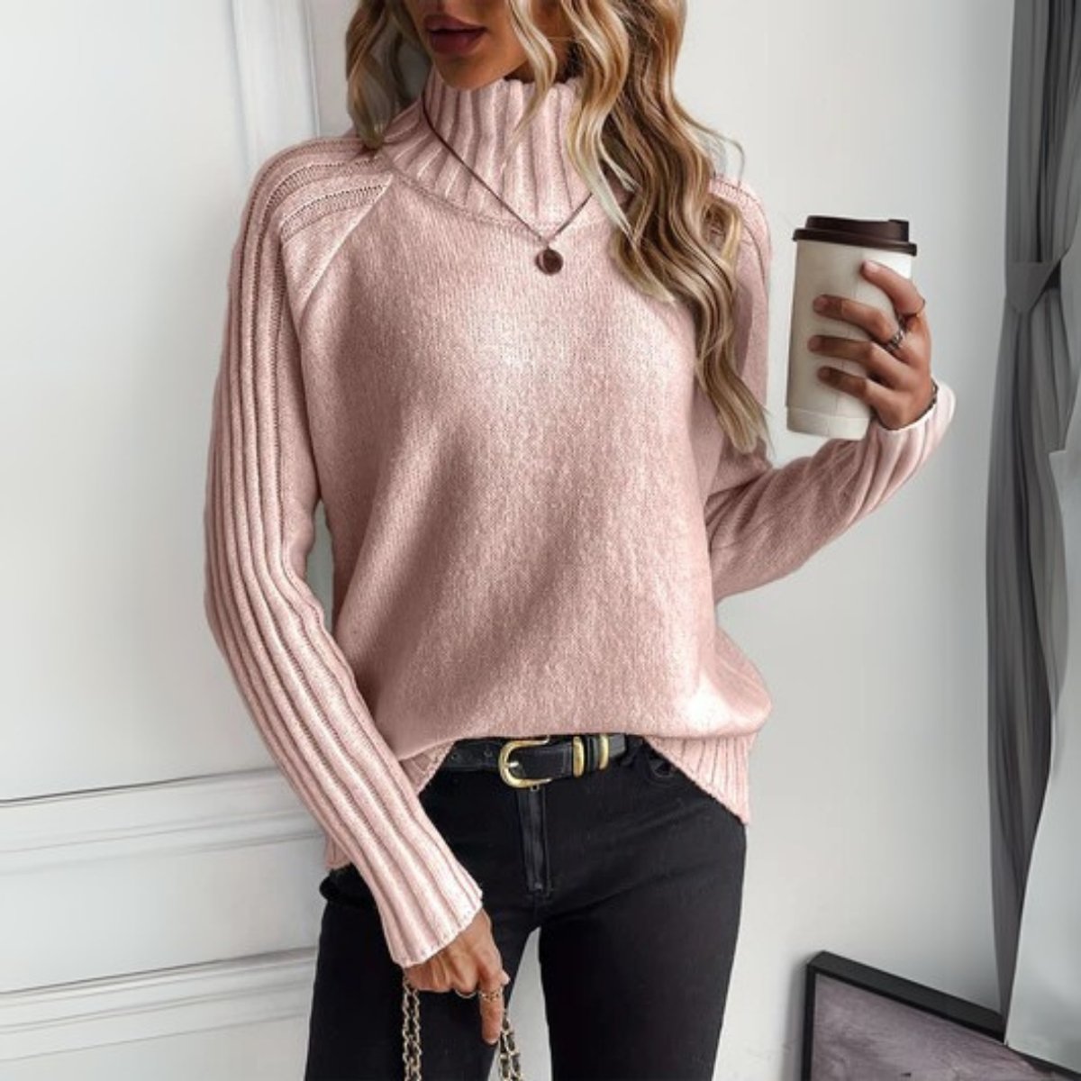 Women’s Ribbed Turtleneck Sweater - Soft and Comfortable