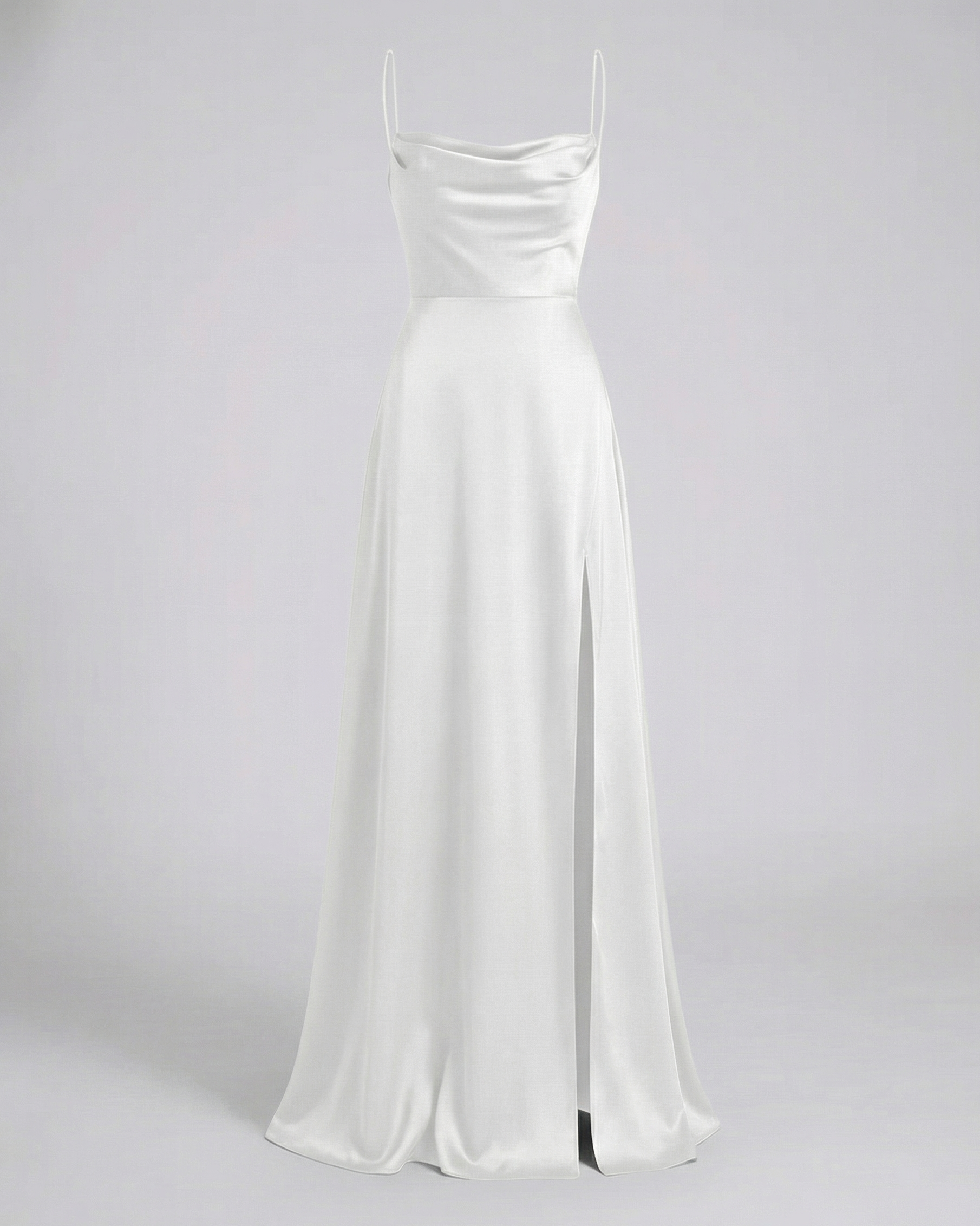 Women's Elegant Maxi Dress with Side Slit - Soft Evening Daywear