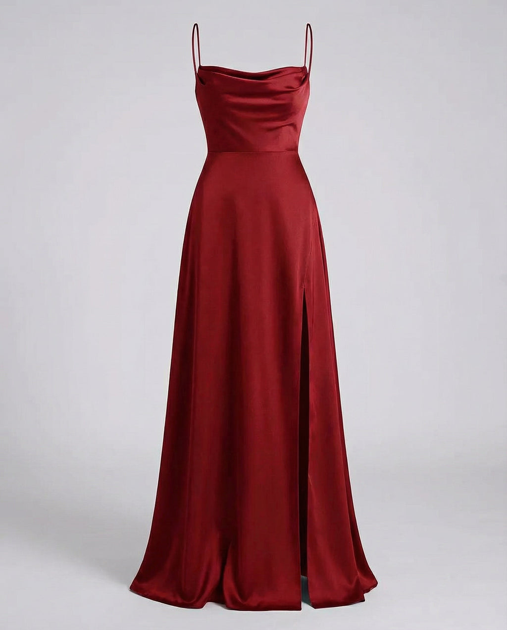 Women's Elegant Maxi Dress with Side Slit - Soft Evening Daywear