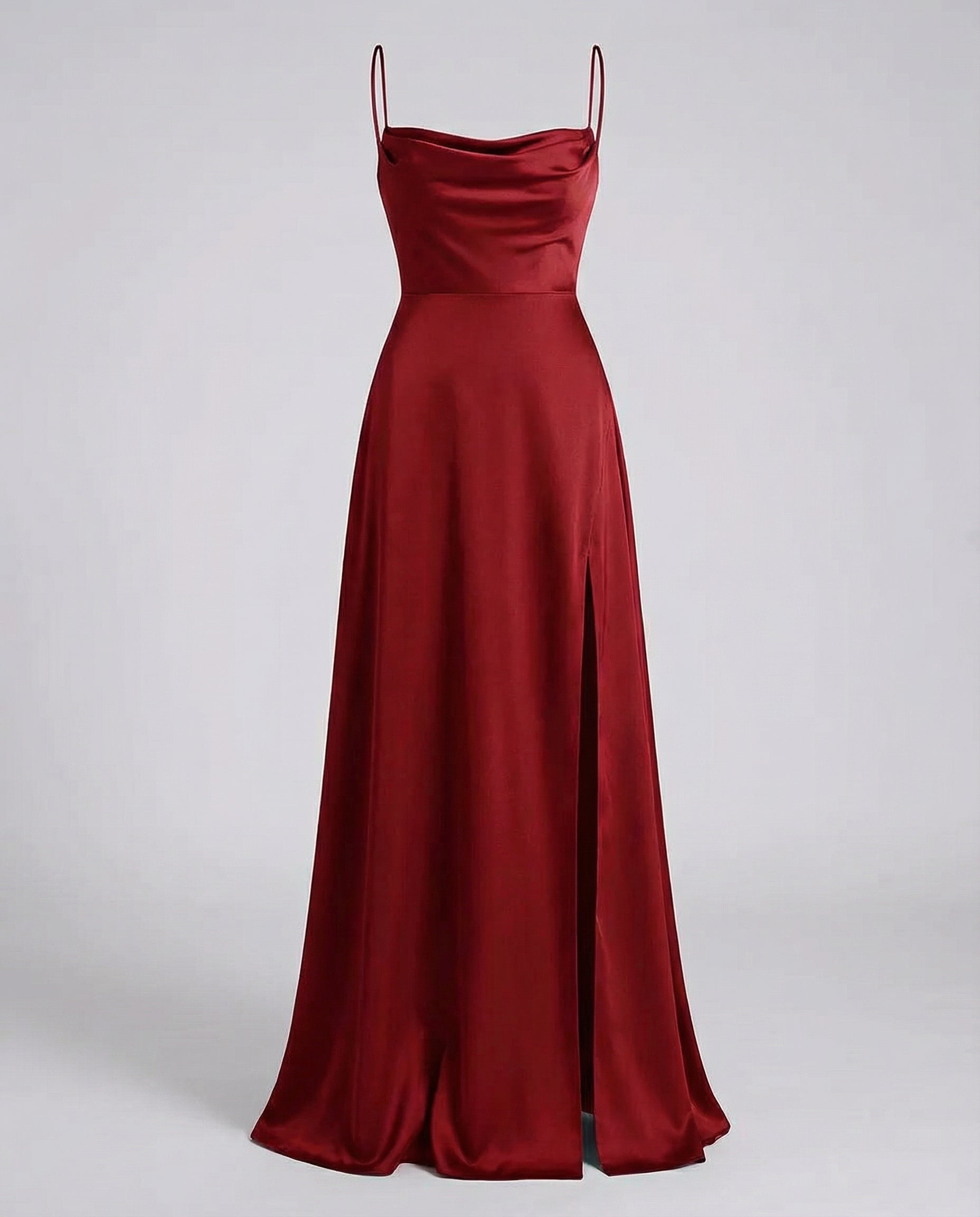 Women's Elegant Maxi Dress with Side Slit - Soft Evening Daywear