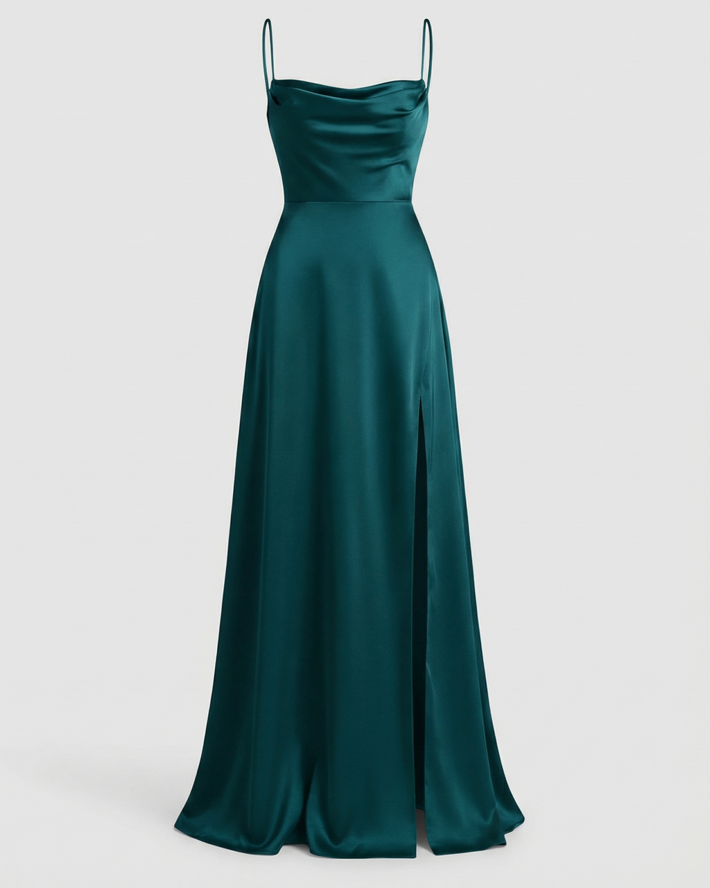 Women's Elegant Maxi Dress with Side Slit - Soft Evening Daywear