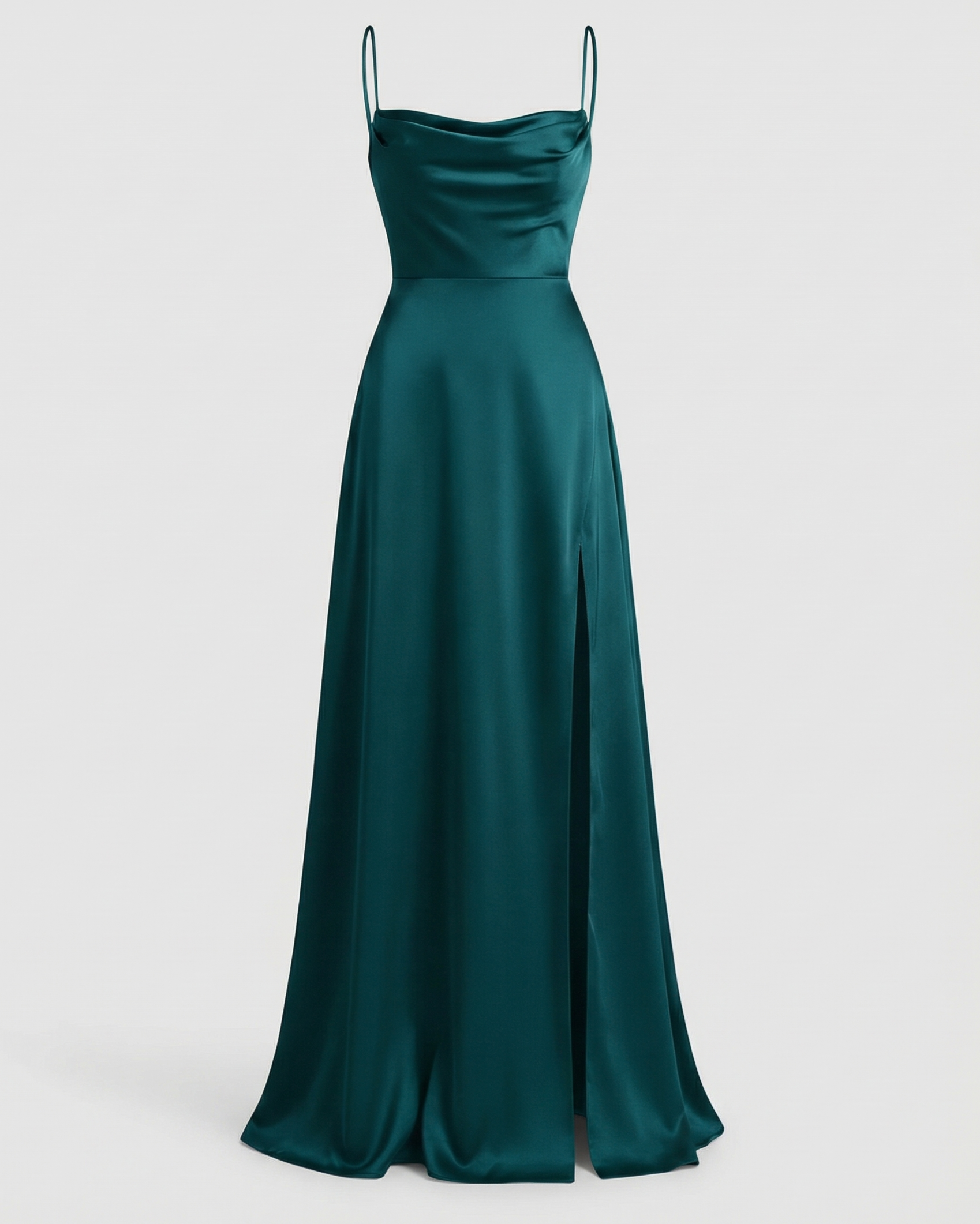 Women's Elegant Maxi Dress with Side Slit - Soft Evening Daywear