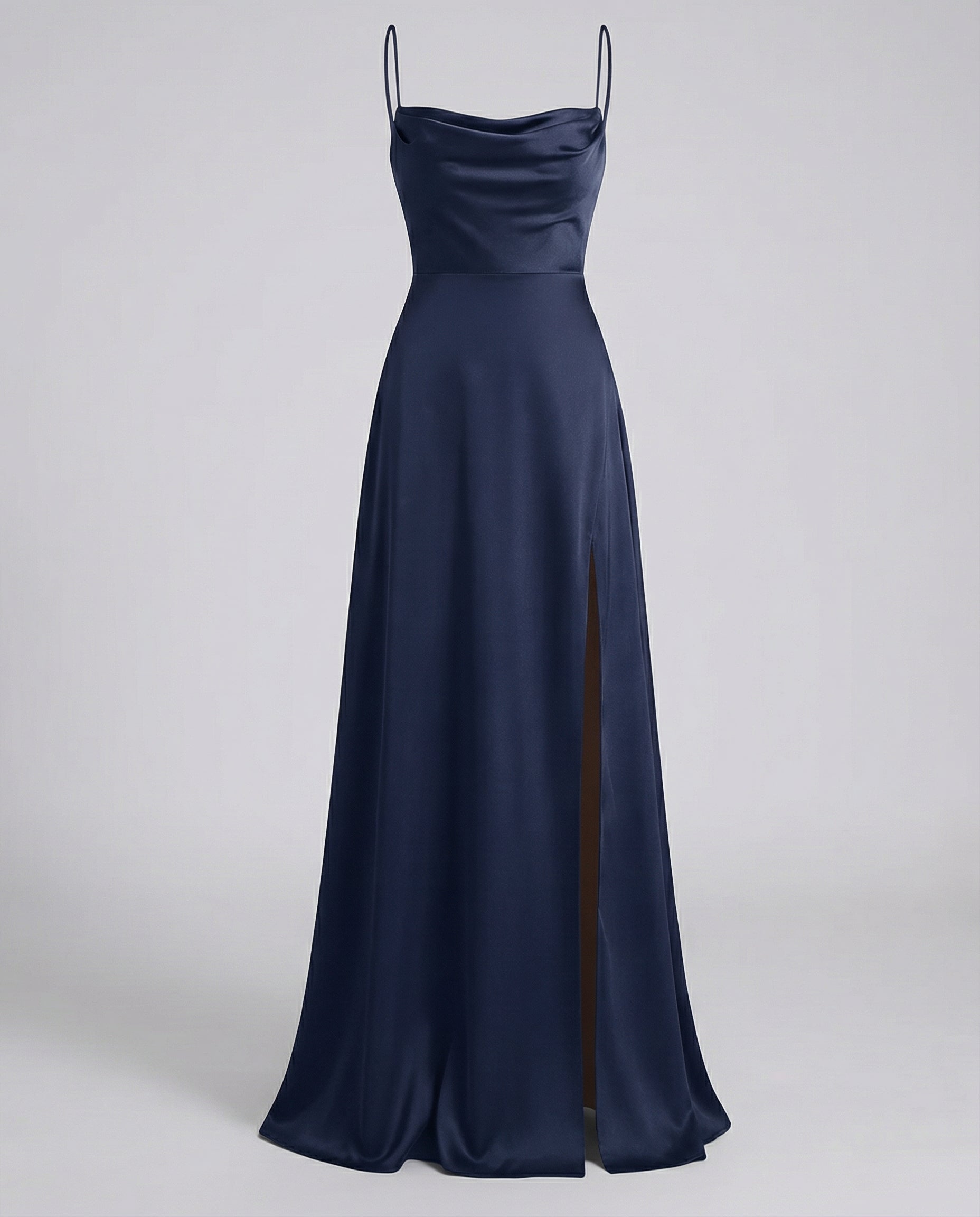 Women's Elegant Maxi Dress with Side Slit - Soft Evening Daywear
