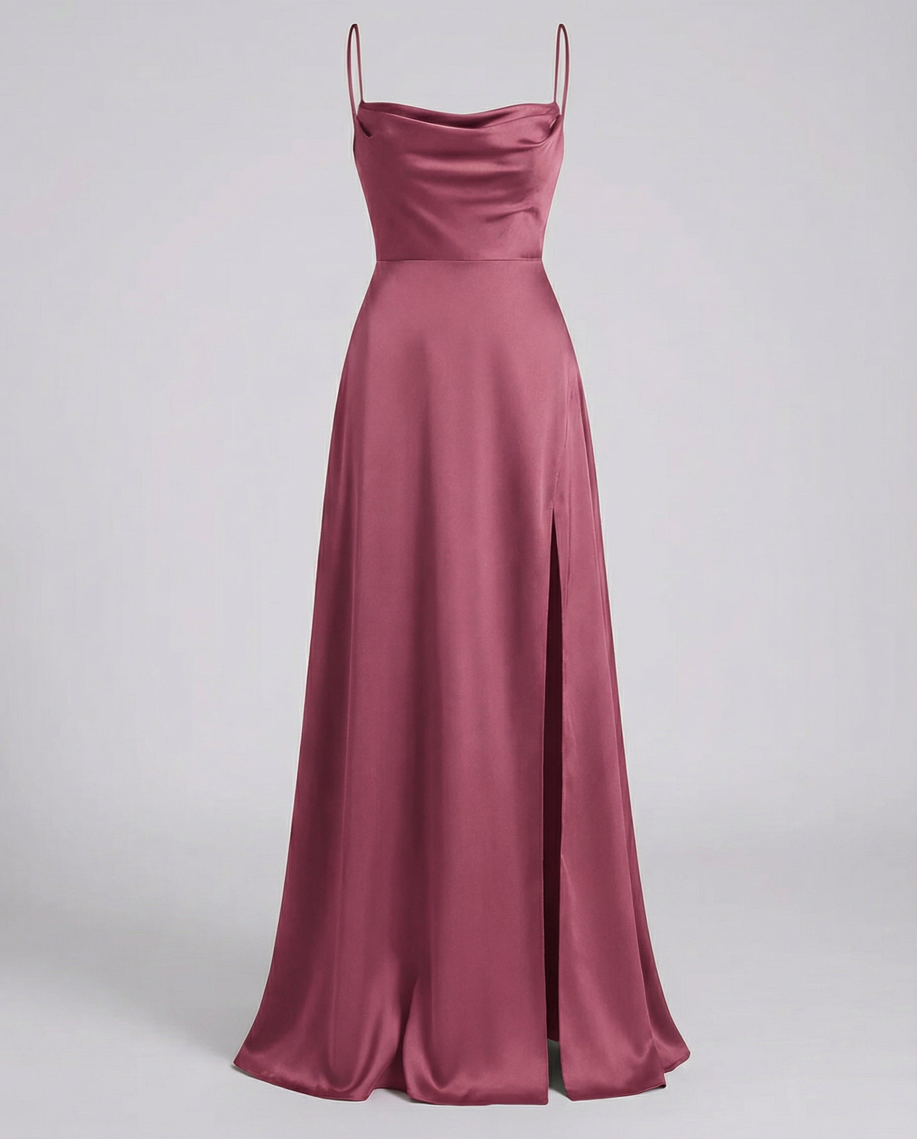 Women's Elegant Maxi Dress with Side Slit - Soft Evening Daywear