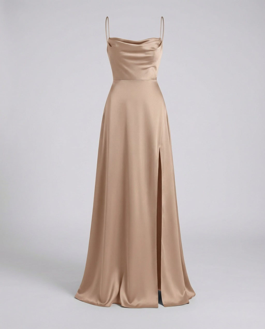 Women's Elegant Maxi Dress with Side Slit - Soft Evening Daywear