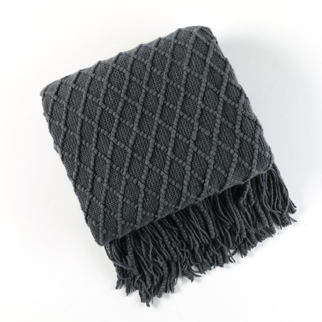Soft Cozy Sofa Knitted Blanket with Tassels